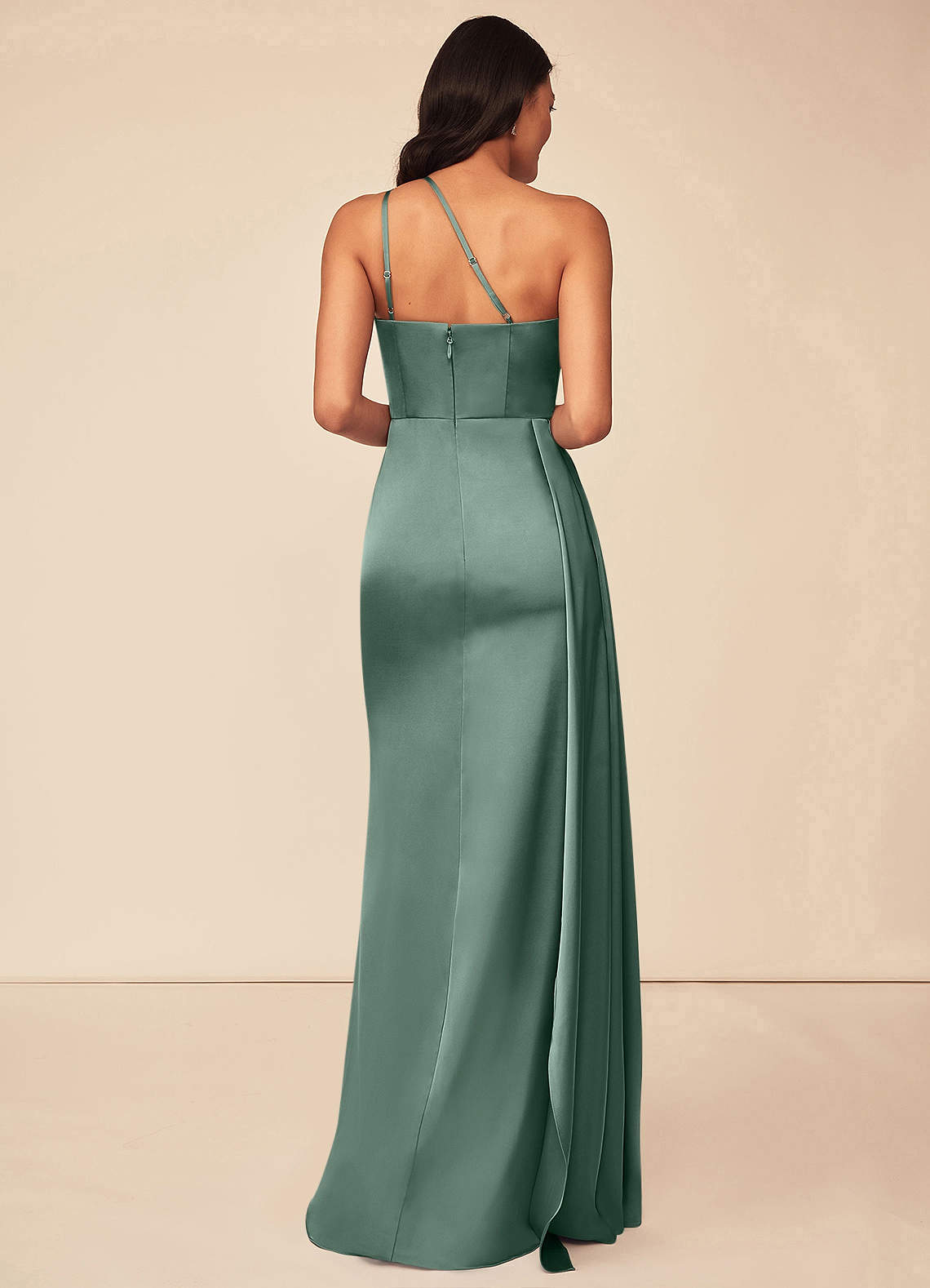 Maron Stretch Satin Dress-AZ5220112 - Final Sale