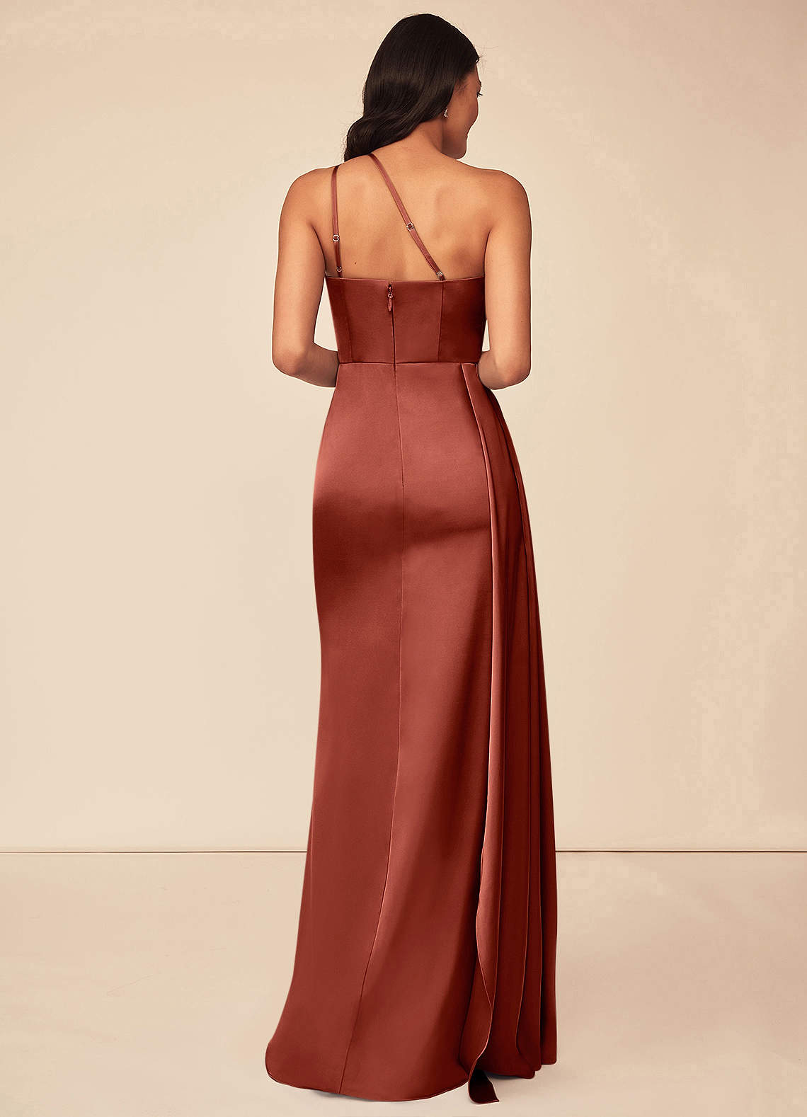 Maron Stretch Satin Dress-AZ6115288 - Final Sale
