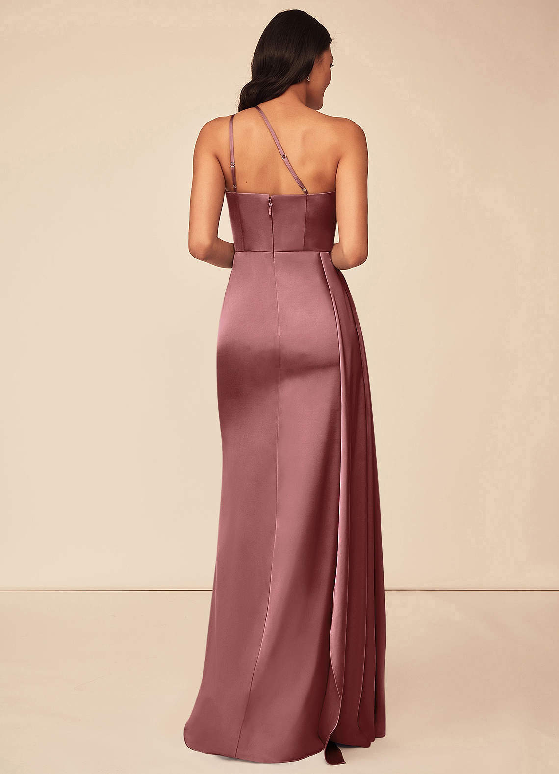 Maron Stretch Satin Dress-AZ5308780 - Final Sale