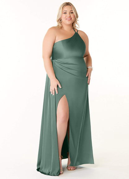 Maron Stretch Satin Dress-AZ5220112 - Final Sale