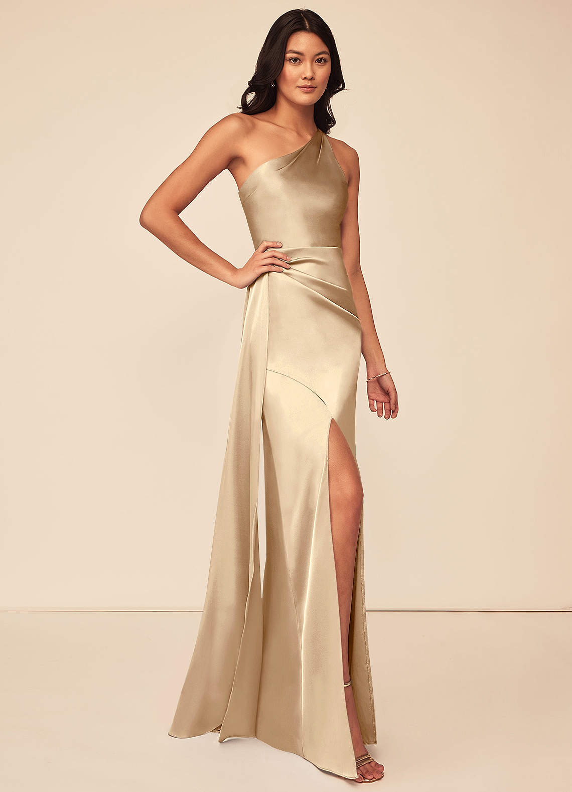 Maron Stretch Satin Dress-AZ48741632 - Final Sale