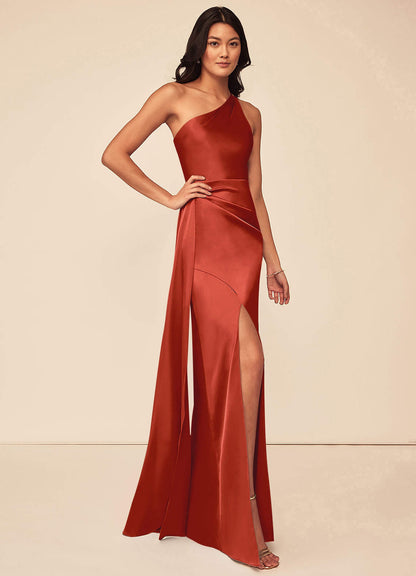 Maron Stretch Satin Dress-AZ4801716 - Final Sale