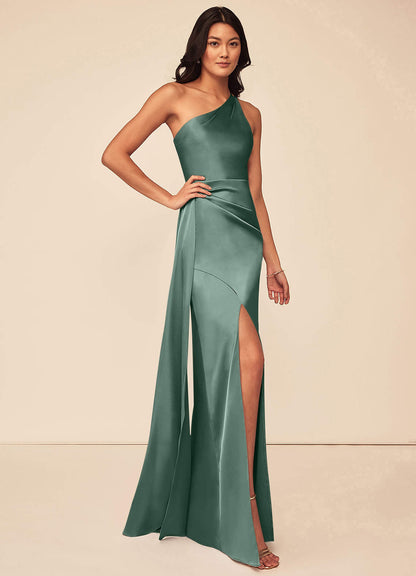 Maron Stretch Satin Dress-AZ5220112 - Final Sale