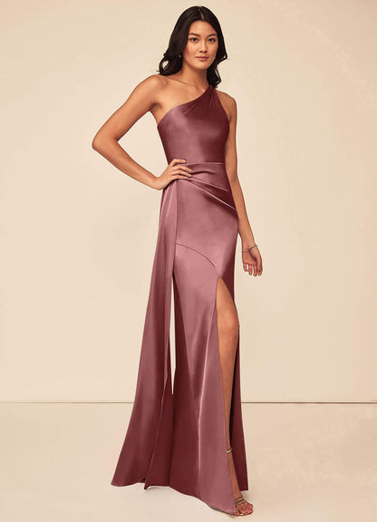 Maron Stretch Satin Dress-AZ5308780 - Final Sale