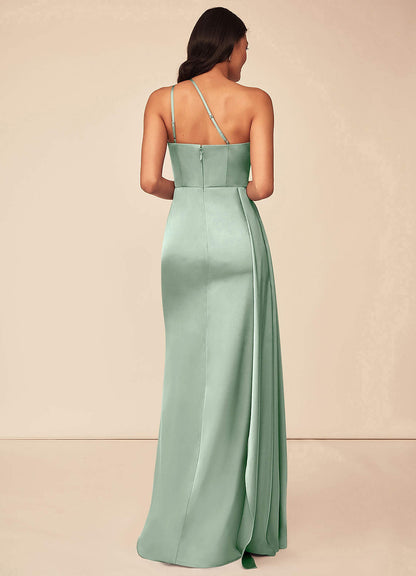 Maron Stretch Satin Dress-AZ5230576 - Final Sale