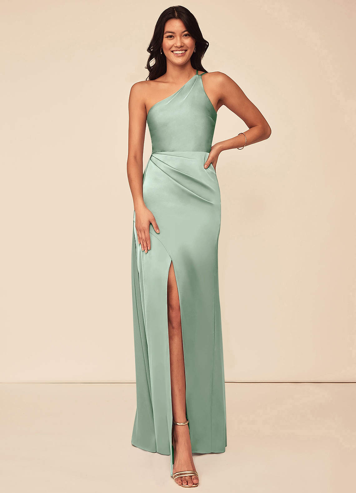 Maron Stretch Satin Dress-AZ5230576 - Final Sale