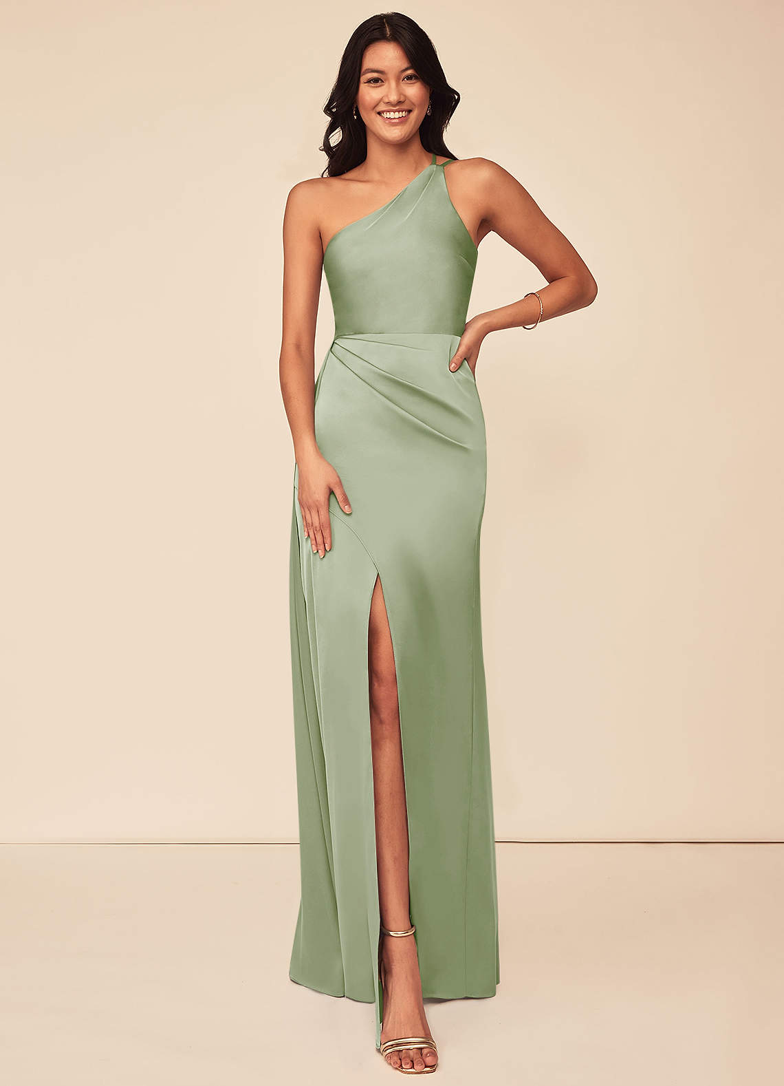 Maron Stretch Satin Dress-AZ23556424 - Final Sale