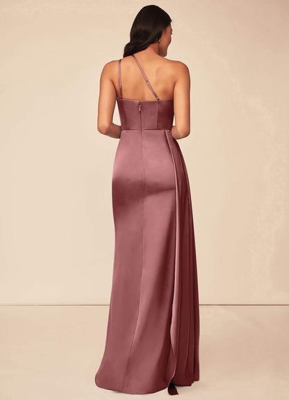 Maron Stretch Satin Dress-AZ5308780 - Final Sale