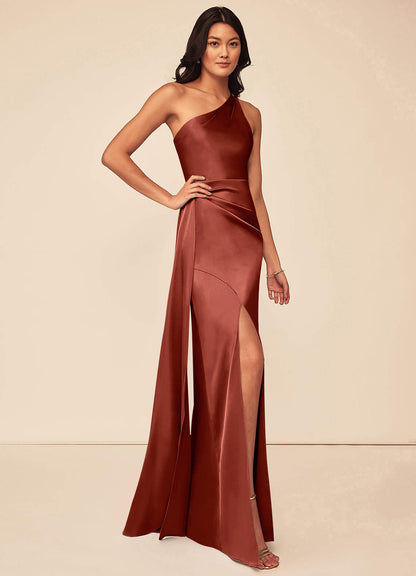 Maron Stretch Satin Dress-AZ6115288 - Final Sale