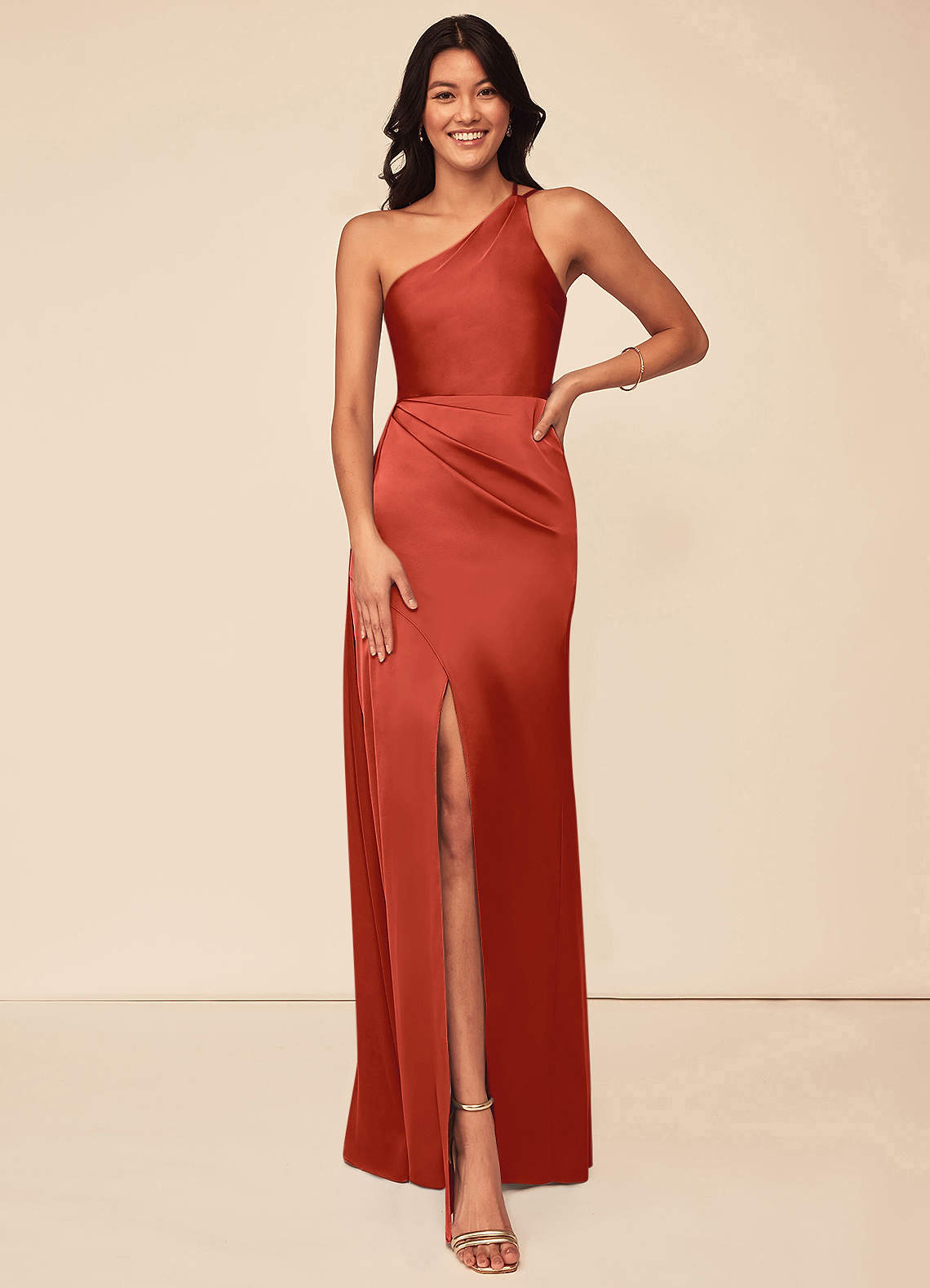 Maron Stretch Satin Dress-AZ4801716 - Final Sale
