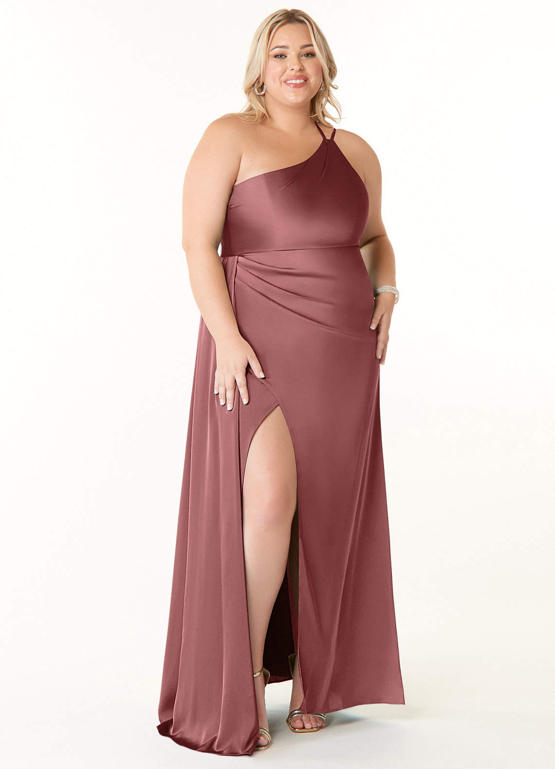 Maron Stretch Satin Dress-AZ5308780 - Final Sale
