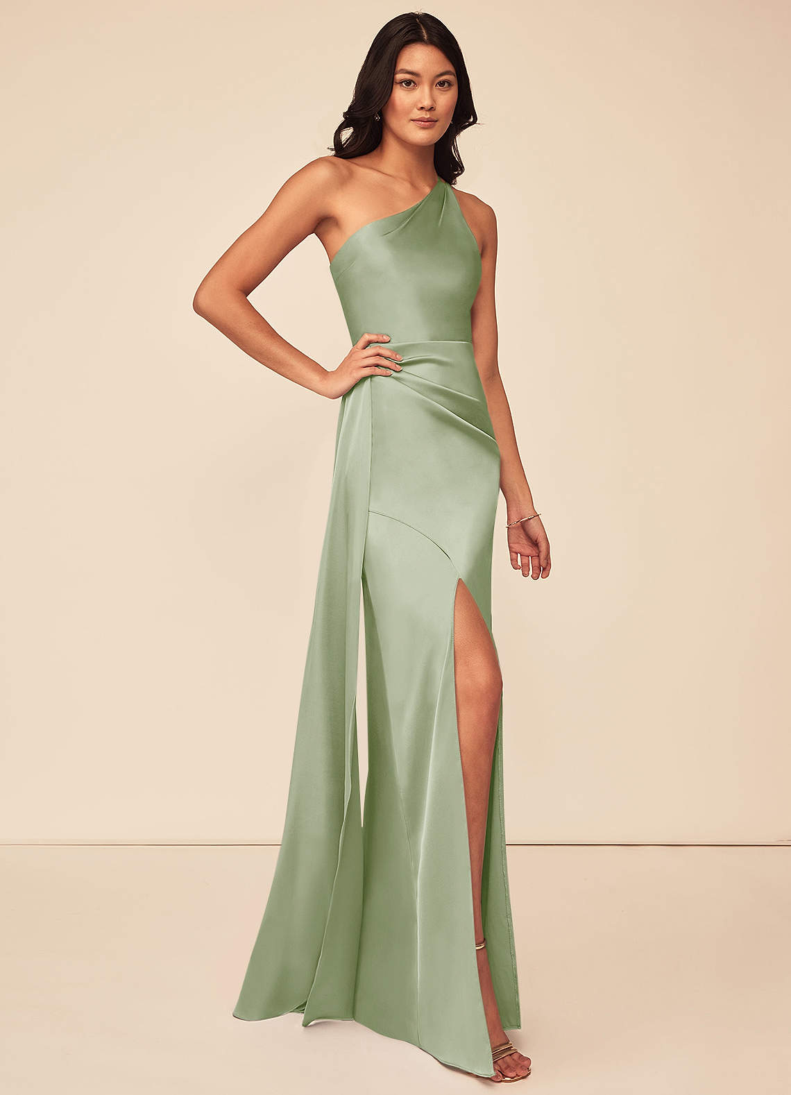 Maron Stretch Satin Dress-AZ23556424 - Final Sale