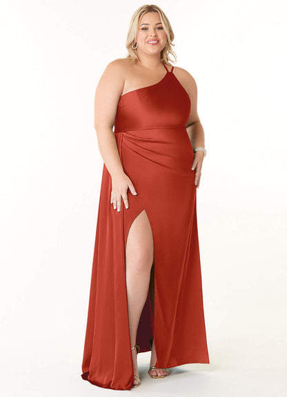 Maron Stretch Satin Dress-AZ4801716 - Final Sale