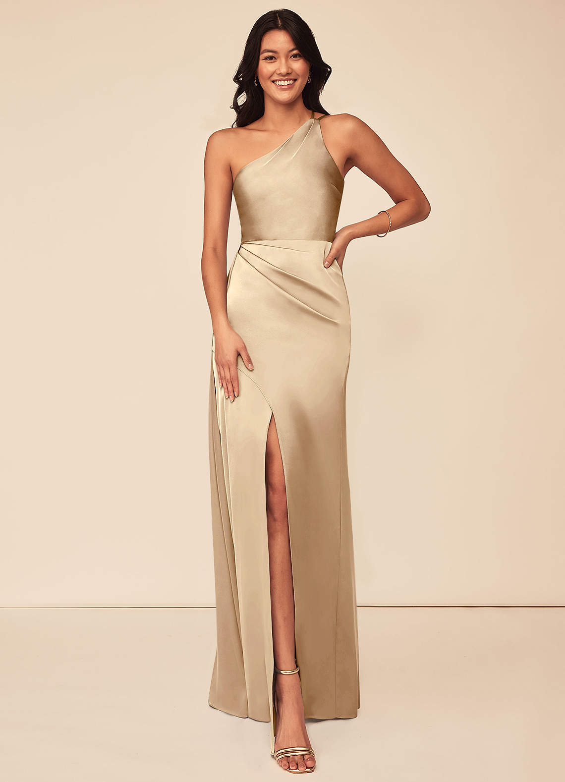 Maron Stretch Satin Dress-AZ48741632 - Final Sale