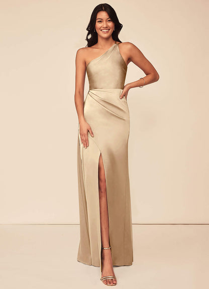 Maron Stretch Satin Dress-AZ48741632 - Final Sale