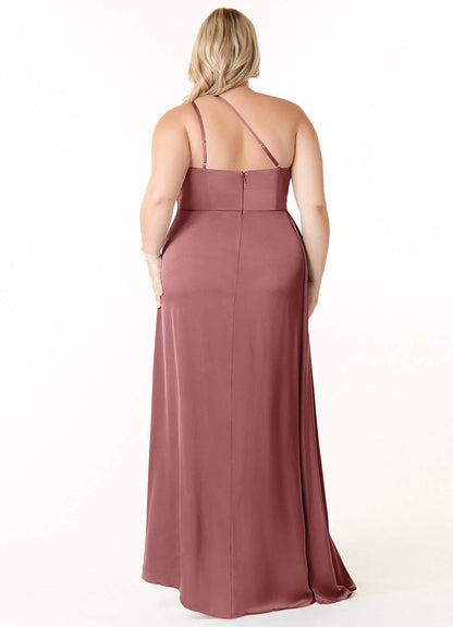 Maron Stretch Satin Dress-AZ5308780 - Final Sale