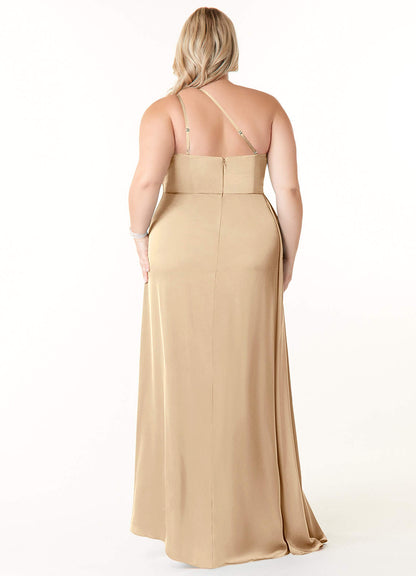 Maron Stretch Satin Dress-AZ48741632 - Final Sale